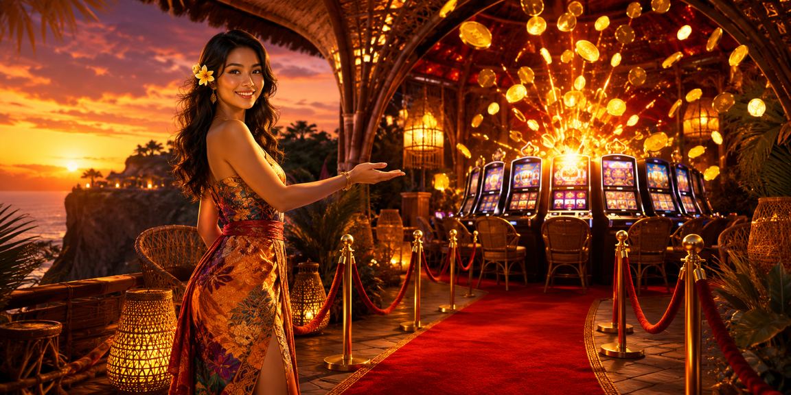 Suasana pasar malam neon dengan elemen slot game